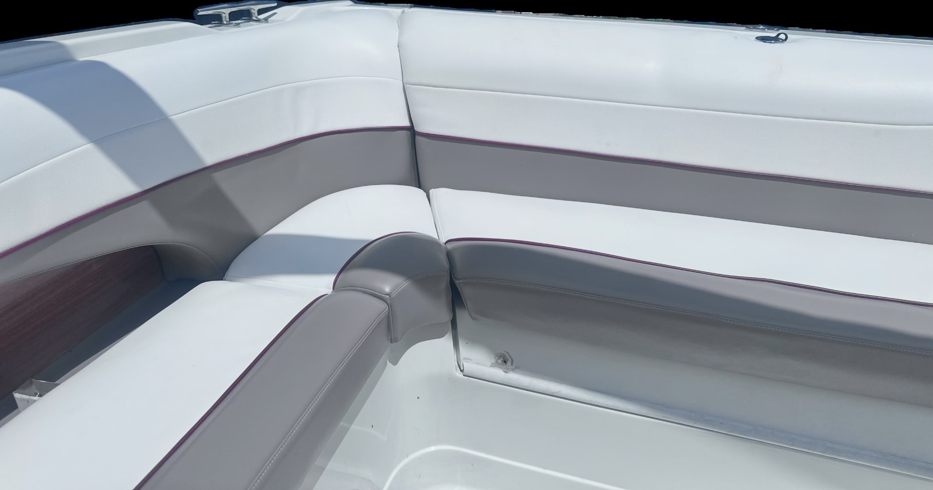 Two tone boat interior upholstery by Erbco in southeastern Ohio