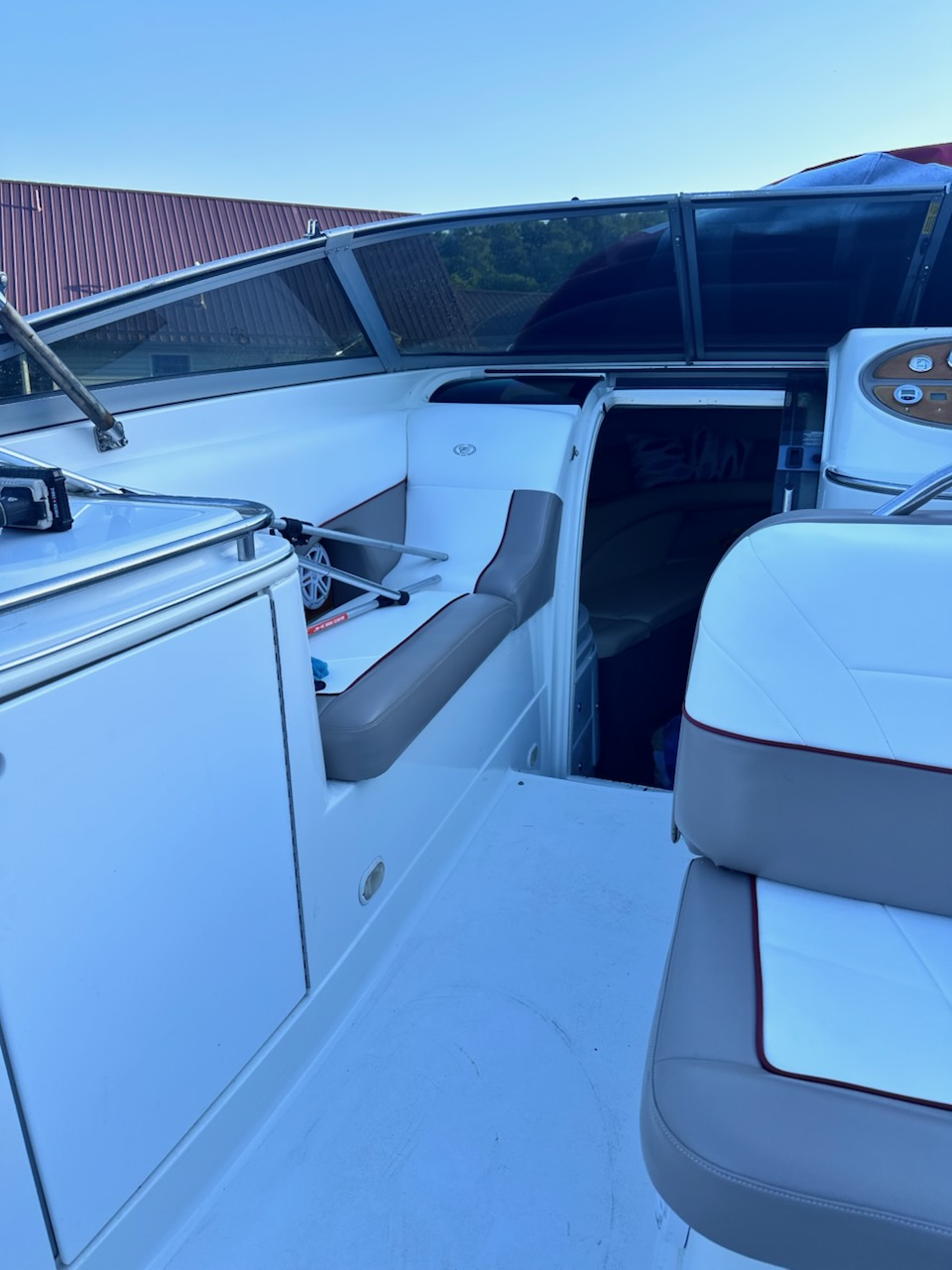 White boat bow seating upholstery in southeastern Ohio
