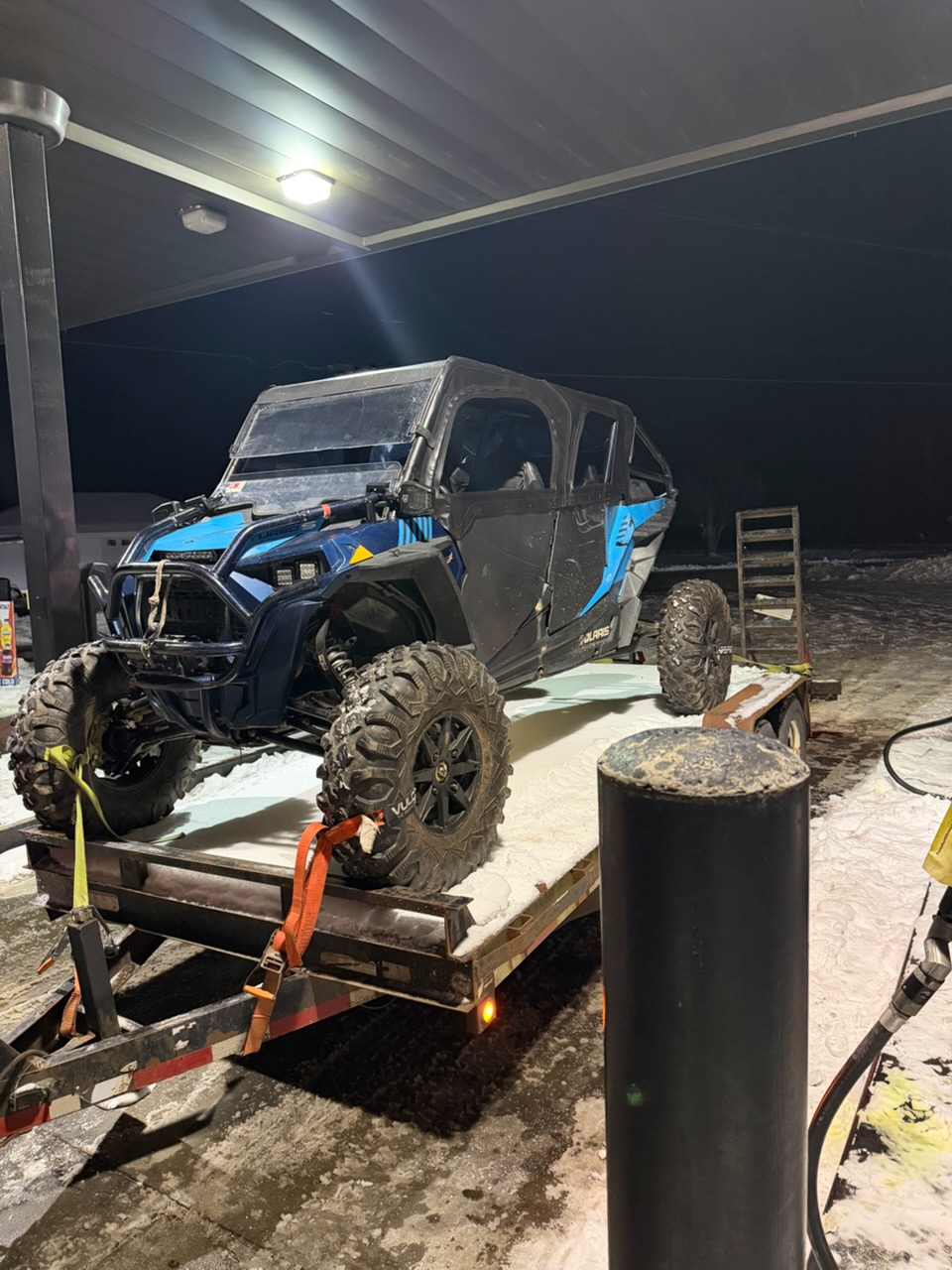 Side by side UTV on a trailer at the shop in southeastern Ohio