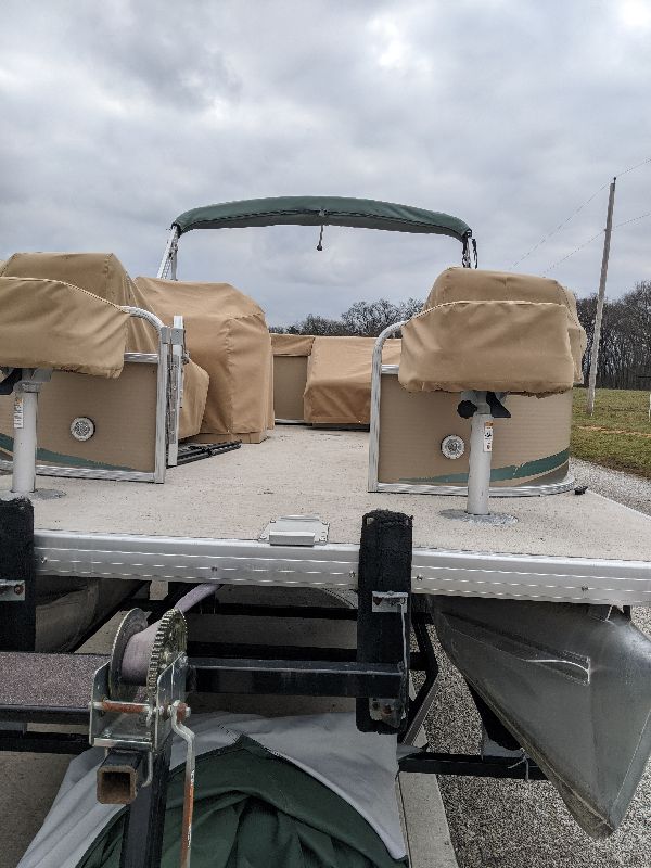 Rear view of protected pontoon seating in southeastern Ohio