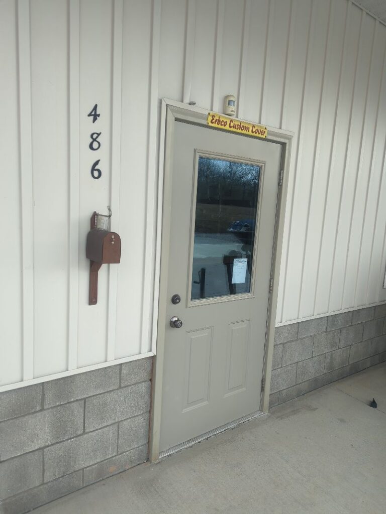 Entrance to the Erbco Custom Cover workshop in southeastern Ohio