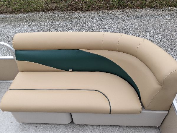 Tan and green pontoon upholstery detail in southeastern Ohio