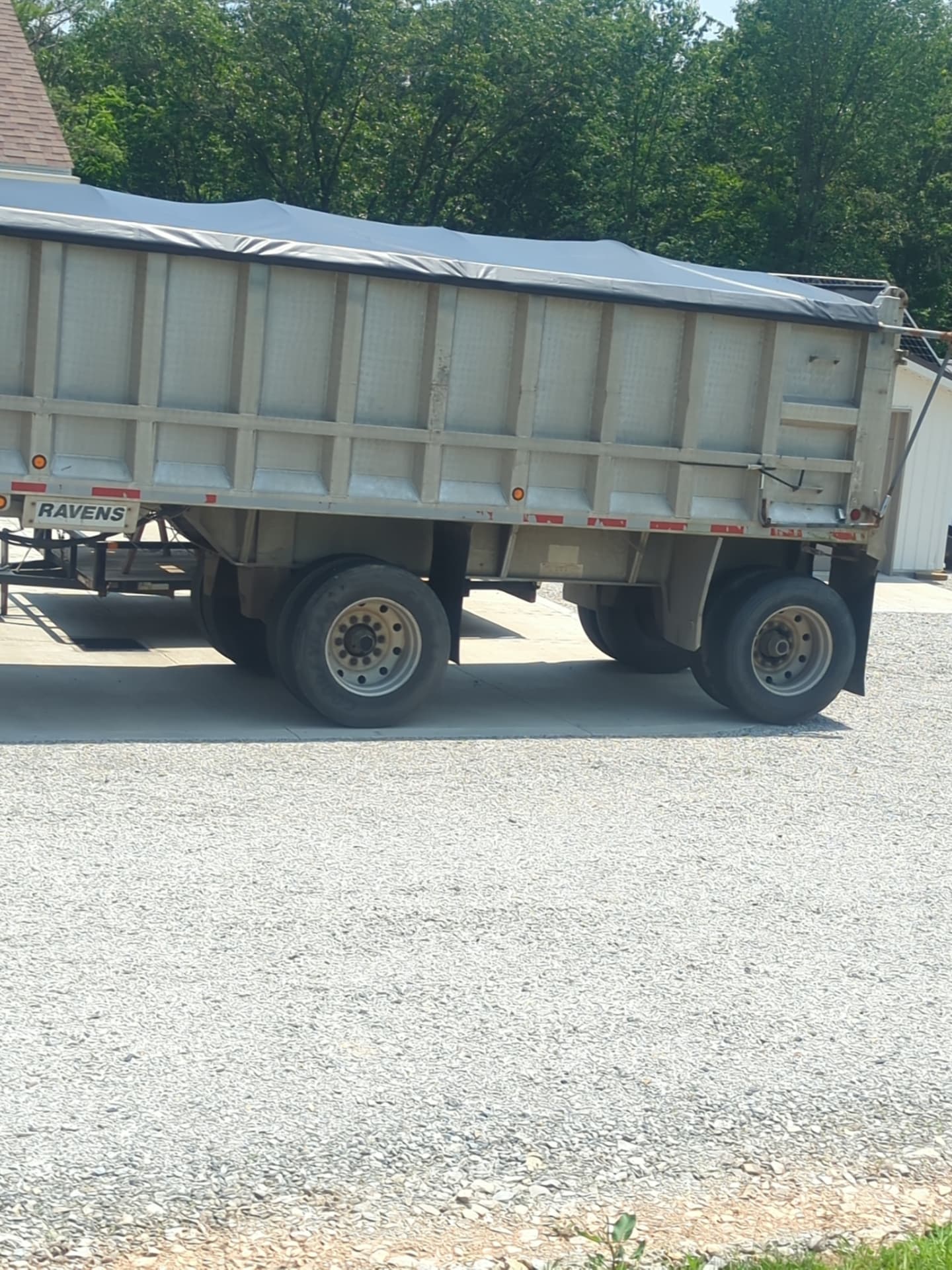 Close view of a tailored dump trailer tarp in southeastern Ohio