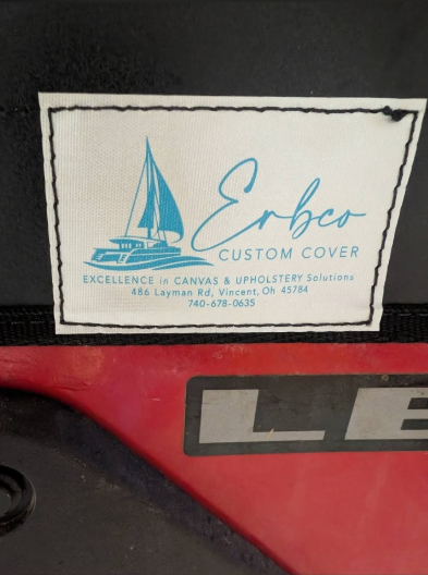 Erbco label sewn into a UTV enclosure in southeastern Ohio