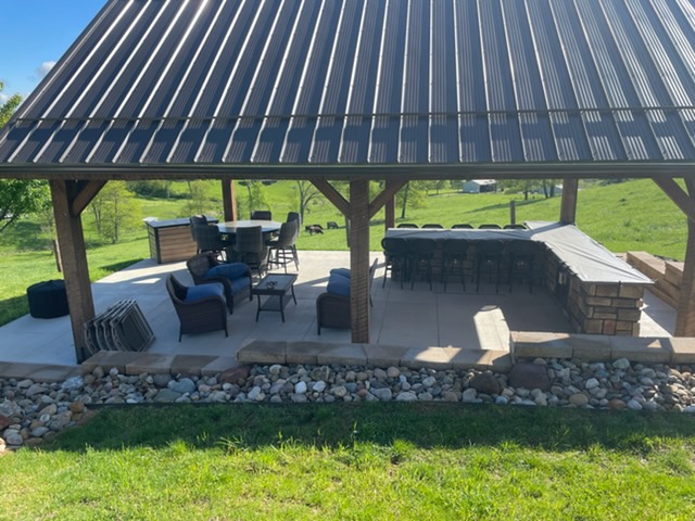 Covered pavilion with outdoor furniture in southeastern Ohio